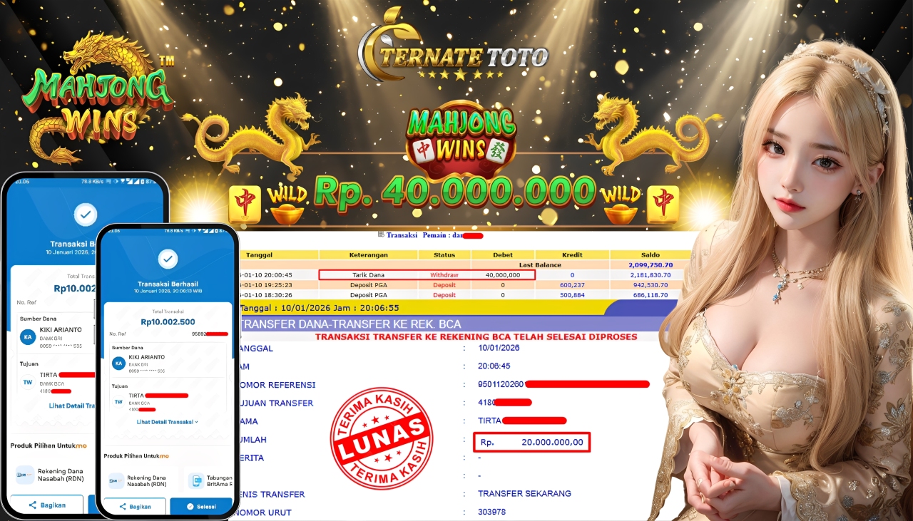 TERNATETOTO - JACKPOT MAHJONG WINS Rp. 40,000,000,-